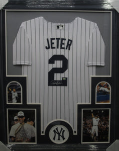 New York Yankees Derek Jeter Signed Jersey Framed & Matted with STEINER COA