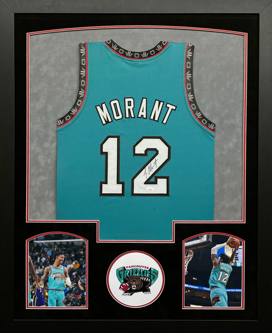 Vancouver Grizzlies Ja Morant Hand Signed Autographed Custom Teal Jersey Framed & Double Suede Matted with JSA COA