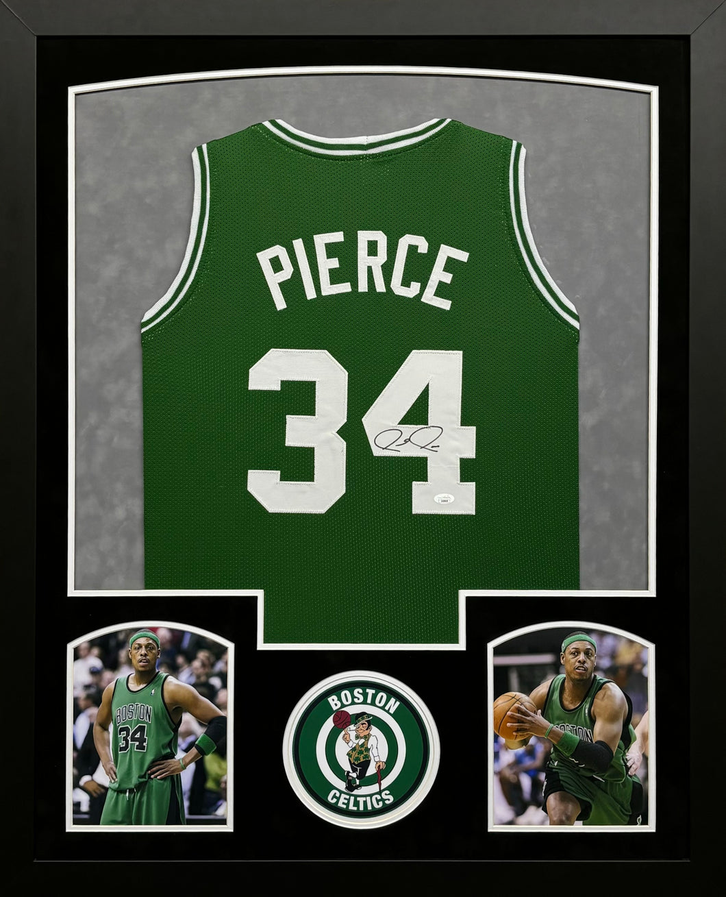 Boston Celtics Paul Pierce Hand Signed Autographed Custom Green Jersey Framed & Double Suede Matted with JSA COA