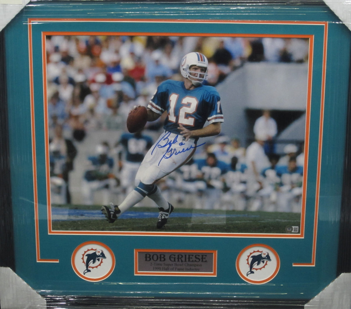 Miami Dolphins Bob Griese Signed 16x20 Photo Framed & Matted with BECK