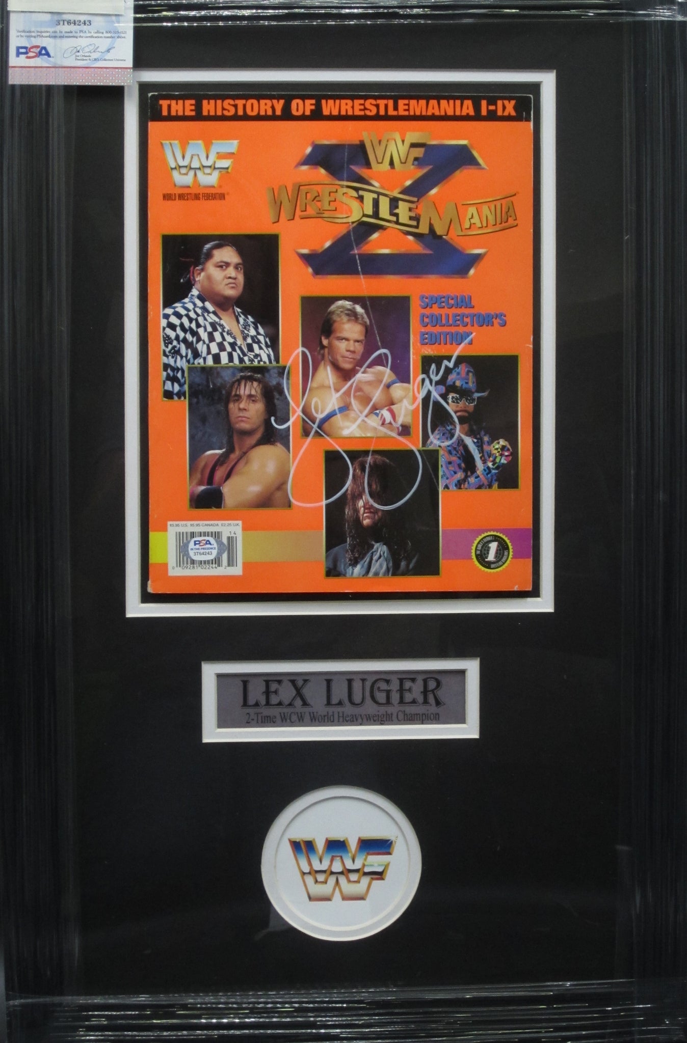 Lex Luger Signed 8x10 Framed Wwf Wrestlemania Magazine Psa Coa Prime