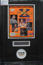 Load image into Gallery viewer, American Professional Wrestler Lex Luger Signed WWF WrestleMania Magazine Framed &amp; Matted with PSA COA