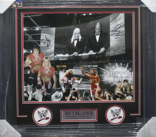 American Wrestling Tag Team "Rock n' Roll Express" Robert Gibson & Ricky Morton Dual Hand Signed Autographed 16x20 Photo Custom Framed & Matted with COA