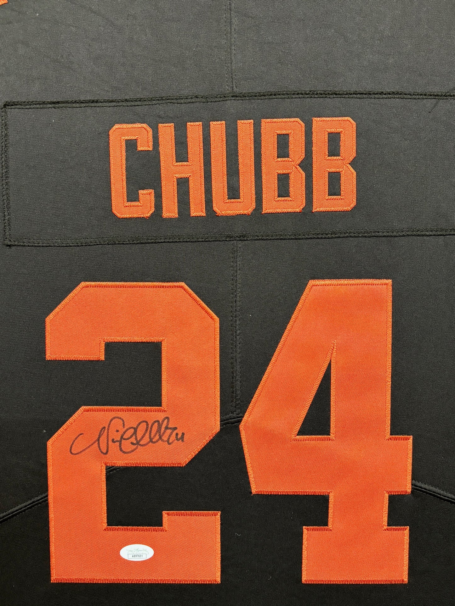 Cleveland Browns Nick Chubb Hand Signed Autographed Authentic Brown Jersey Framed & Double Suede Matted with JSA COA