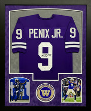 Load image into Gallery viewer, University of Washington Huskies Michael Penix Jr. Hand Signed Autographed Custom Purple Jersey Framed &amp; Double Suede Matted with JSA COA