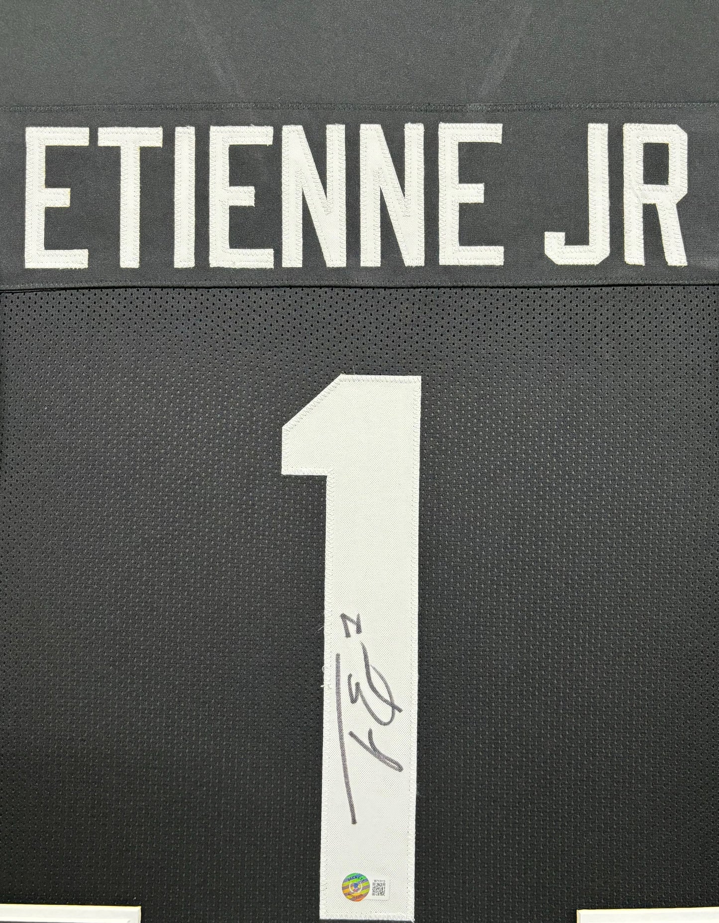 Jacksonville Jaguars Travis Etienne Jr. Hand Signed Autographed Custom Black Jersey Framed & Double Suede Matted with BECKETT COA