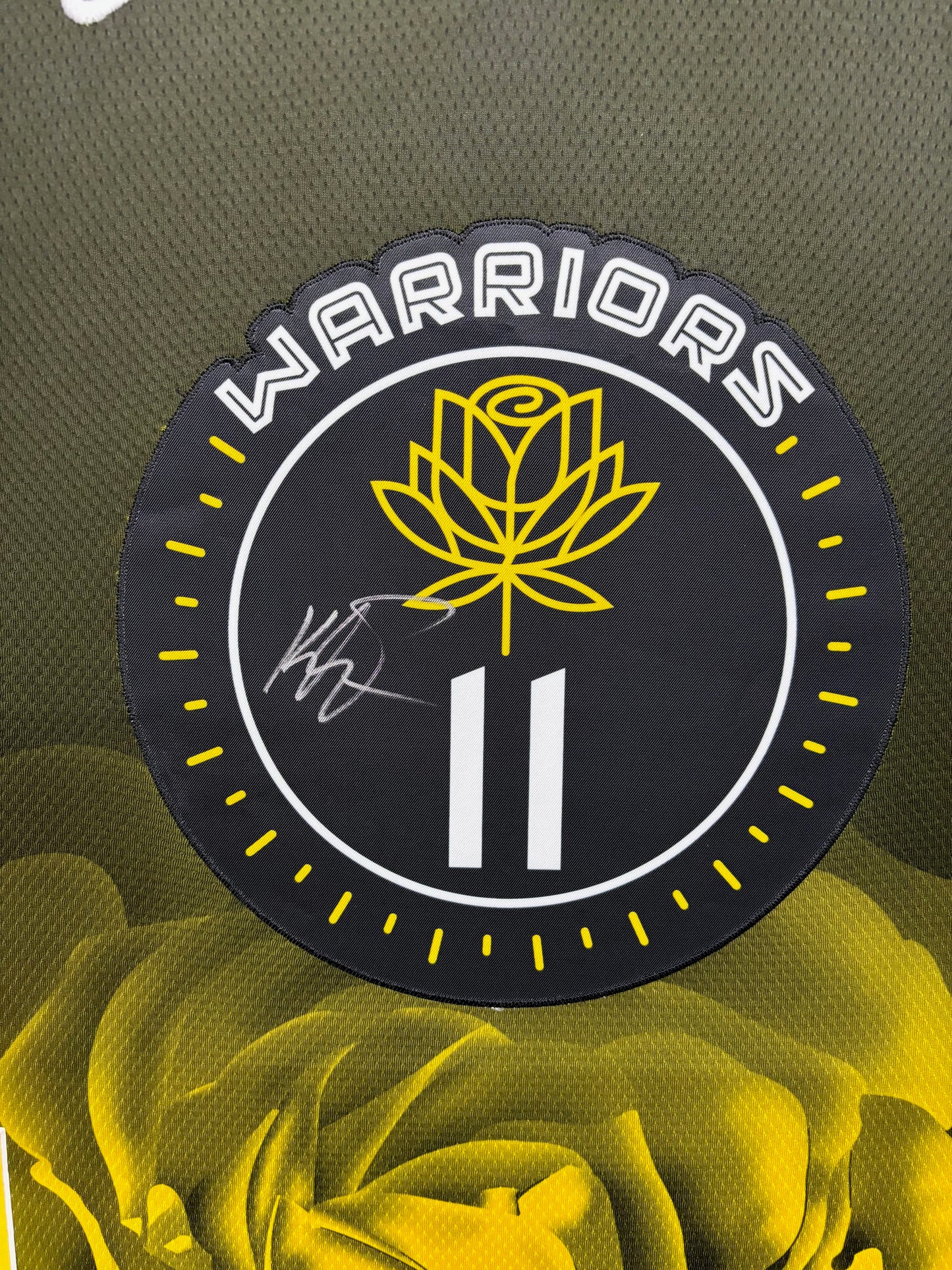 Golden State Warriors Klay Thompson Hand Signed Autographed 2022-23 City Edition Authentic Jersey Framed & Double Suede Matted with Team Name Cutout JSA COA