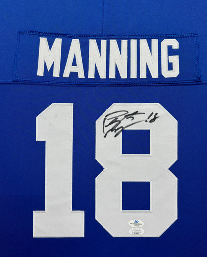 Indianapolis Colts Peyton Manning Hand Signed Autographed Custom Blue Jersey Framed & Double Suede Matted with JSA COA