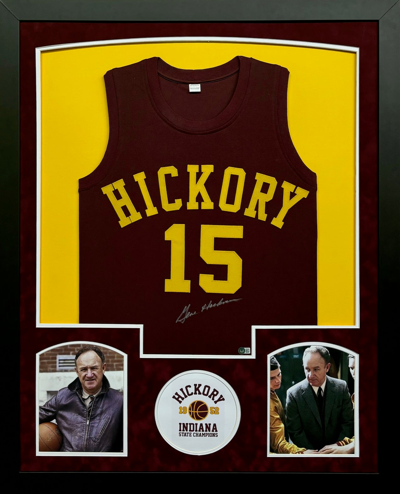 Hoosiers "Norman Dale" Gene Hackman Hand Signed Autographed Maroon Jersey Framed & Double Suede Matted with BECKETT COA