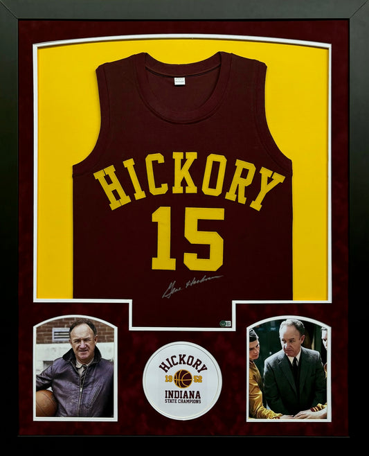 Hoosiers "Norman Dale" Gene Hackman Hand Signed Autographed Maroon Jersey Framed & Double Suede Matted with BECKETT COA