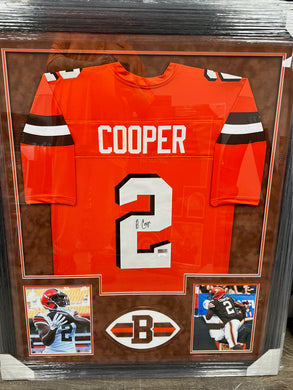 Cleveland Browns Amari Cooper Signed Orange Jersey Framed & Suede Matted with 3D Logo JSA COA