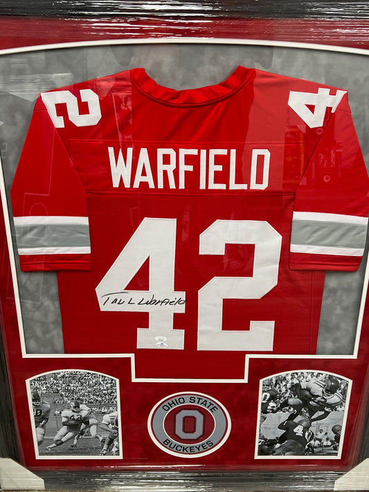 The Ohio State University Buckeyes Paul Warfield Hand Signed Autographed Custom Red Jersey Framed & Suede Matted with JSA COA