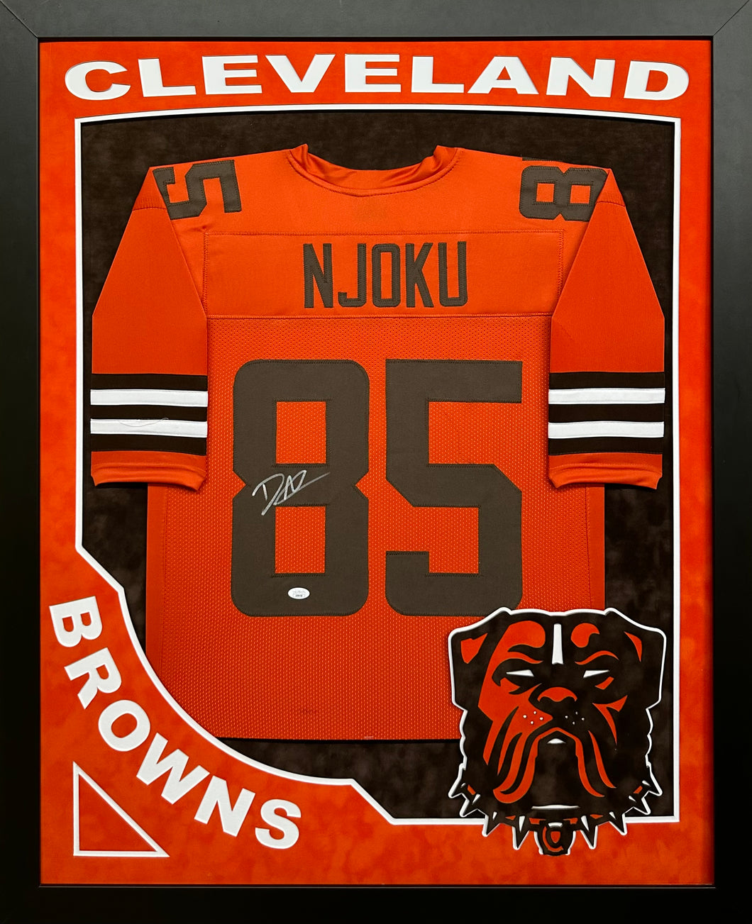 Cleveland Browns David Njoku Hand Signed Autographed Custom Orange Jer Prime Time Sports Framing