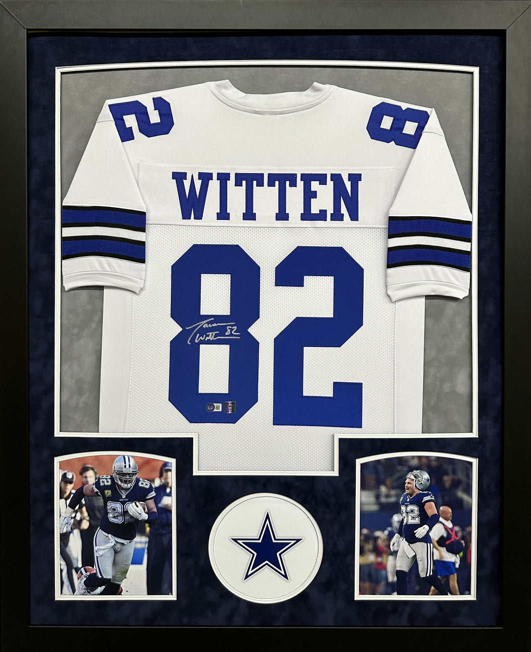 Dallas Cowboys Jason Witten Hand Signed Autographed Custom White Jersey Framed & Double Suede Matted with Beckett COA