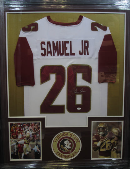 Florida State Seminoles Asante Samuel Jr. Hand Signed Autographed Custom White Jersey Framed & Matted with JSA COA