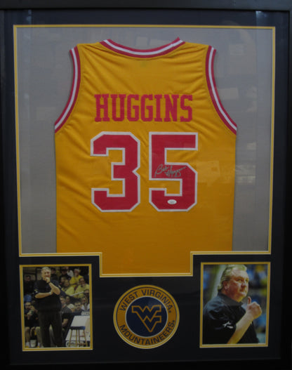 West Virginia Mountaineers Coach Bob Huggins Hand Signed Autographed Custom Yellow Jersey Framed & Matted with JSA COA
