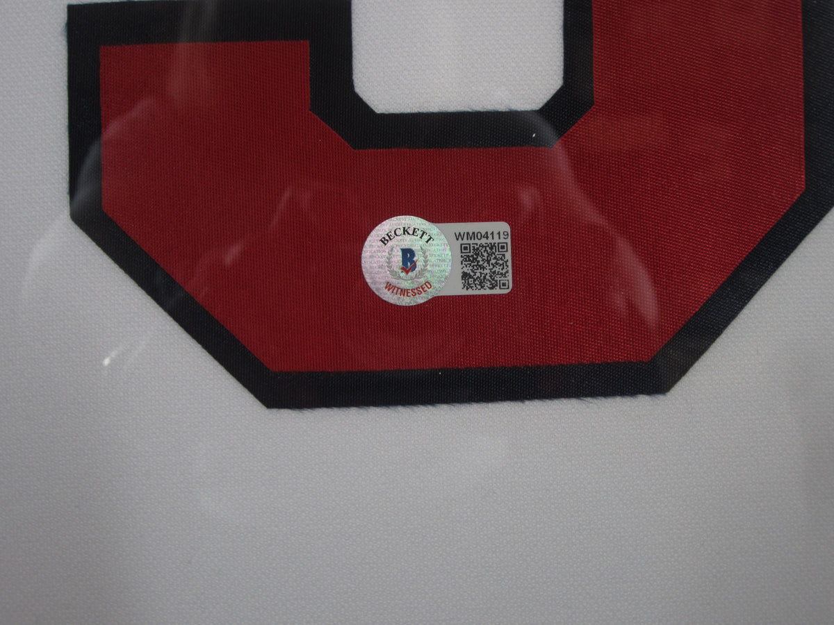 Cleveland Indians Shane Bieber Hand Signed Autographed Jersey Swatch Mounted Inside of Picture Frame with BECKETT COA