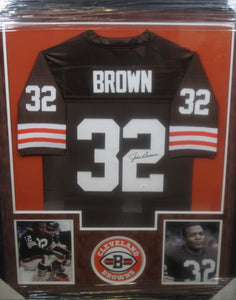 Cleveland Browns Jim Brown Signed Jersey Framed & Suede Matted with JSA COA