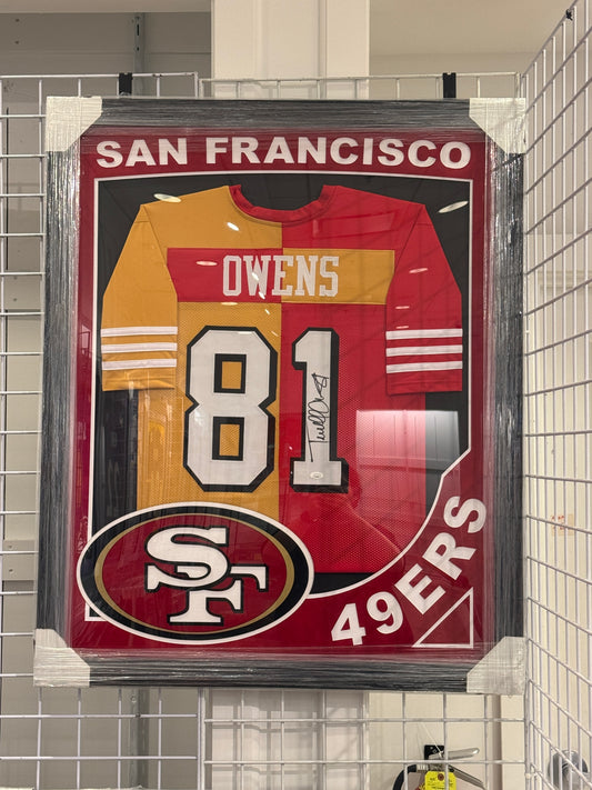 San Francisco 49ers Terrell Owens Hand Signed Autographed Jersey Custom Framed JSA COA