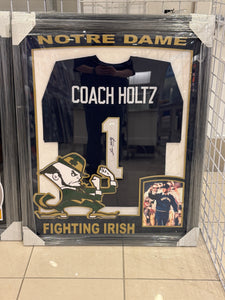 Notre Dame Fighting Irish Lou Holtz Hand Signed Autographed Jersey Custom Framed JSA COA