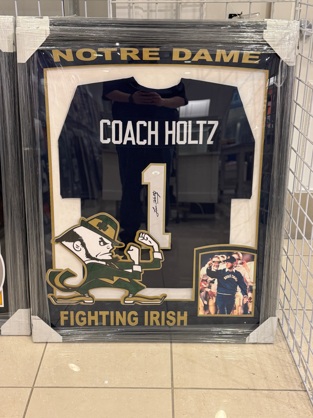 Notre Dame Fighting Irish Lou Holtz Hand Signed Autographed Jersey Custom Framed JSA COA