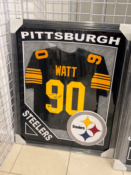 Pittsburgh Steelers TJ Watt Hand Signed Autographed Jersey Custom Framed CAS & Five Star COA