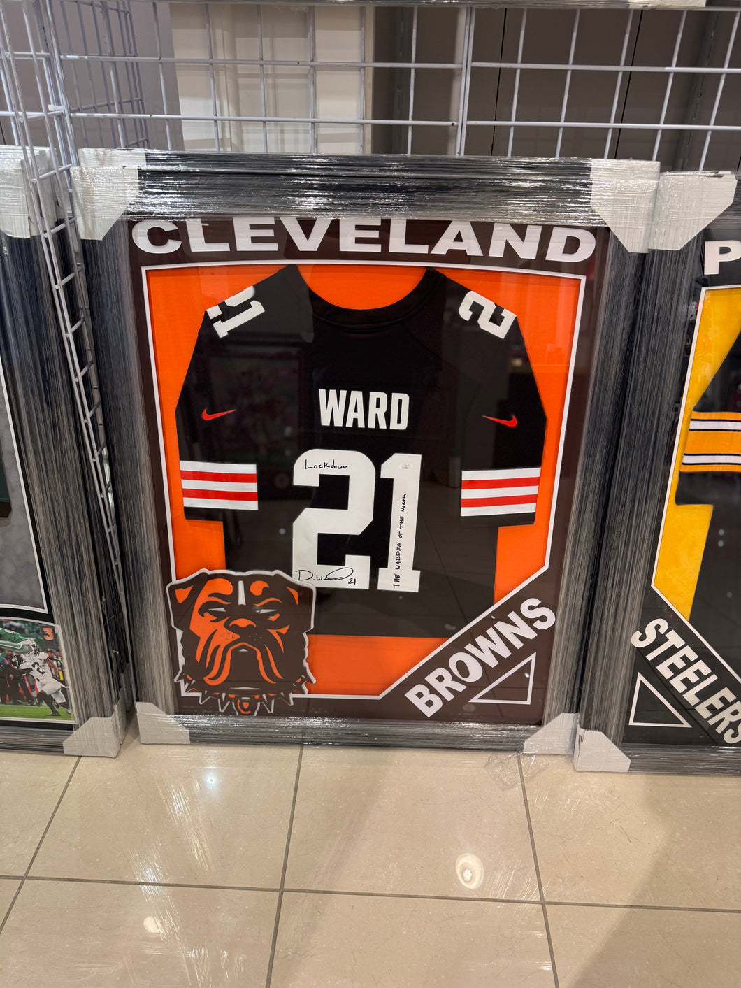 Cleveland Browns Denzel Ward Hand Signed Autographed Jersey Custom Framed JSA COA