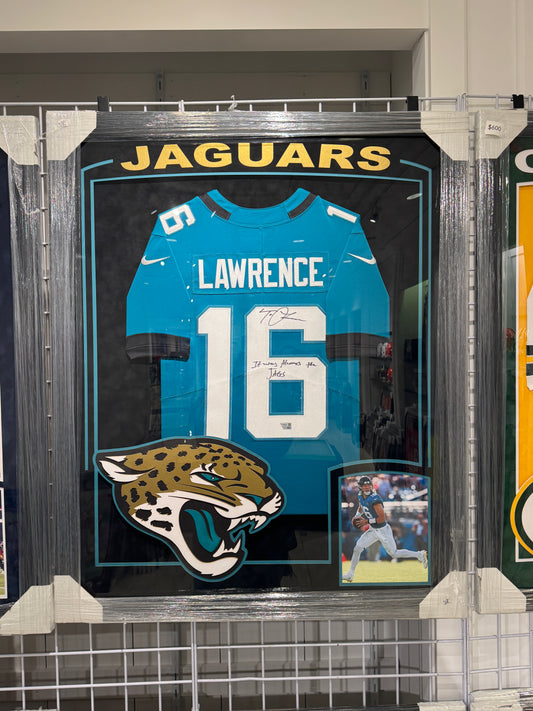 Jacksonville Jaguars Trevor Lawrence Hand Signed Autographed Jersey Custom Framed FANATICS COA