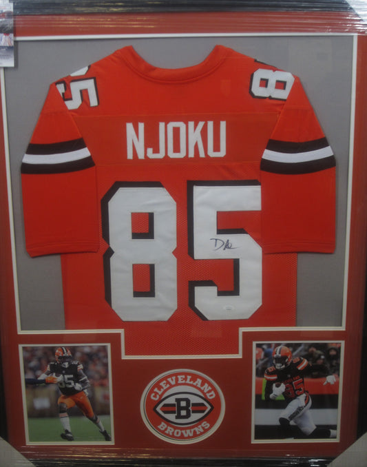Cleveland Browns David Njoku Hand Signed Autographed Custom Orange Jersey Framed & Matted with JSA COA