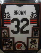 Load image into Gallery viewer, Cleveland Browns Jim Brown Hand Signed Autographed Custom White Jersey with HOF 71 Inscription Framed &amp; Matted with COA