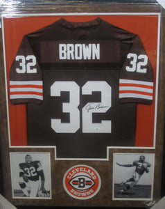 Cleveland Browns Jim Brown Signed Jersey Framed & Suede Matted with JSA COA
