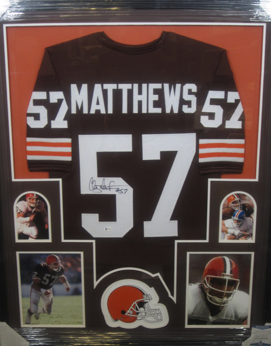 Cleveland Browns Clay Matthews Hand Signed Autographed Custom Brown Jersey Framed & Matted with BECKETT COA