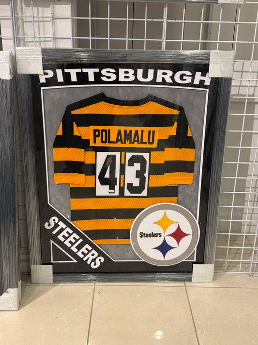 Pittsburgh Steelers Troy Polamalu Hand Signed Autographed Jersey Custom Framed JSA COA