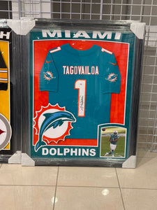 Miami Dolphins Tua Tagovailoa Hand Signed Autographed Jersey Custom Framed PSA COA