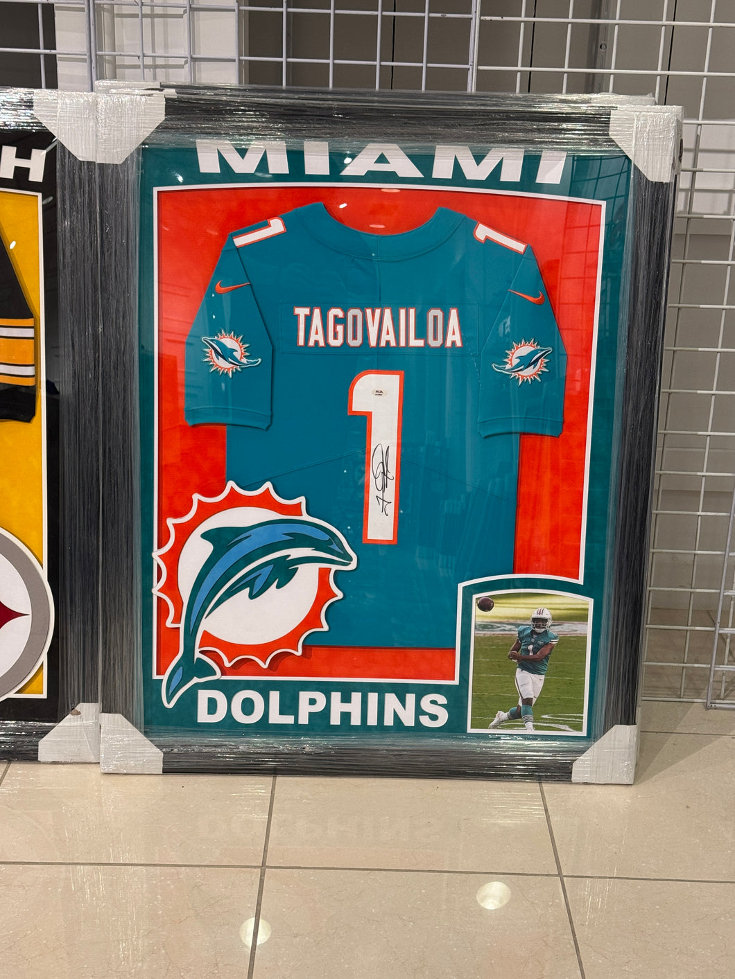 Miami Dolphins Tua Tagovailoa Hand Signed Autographed Jersey Custom Framed PSA COA