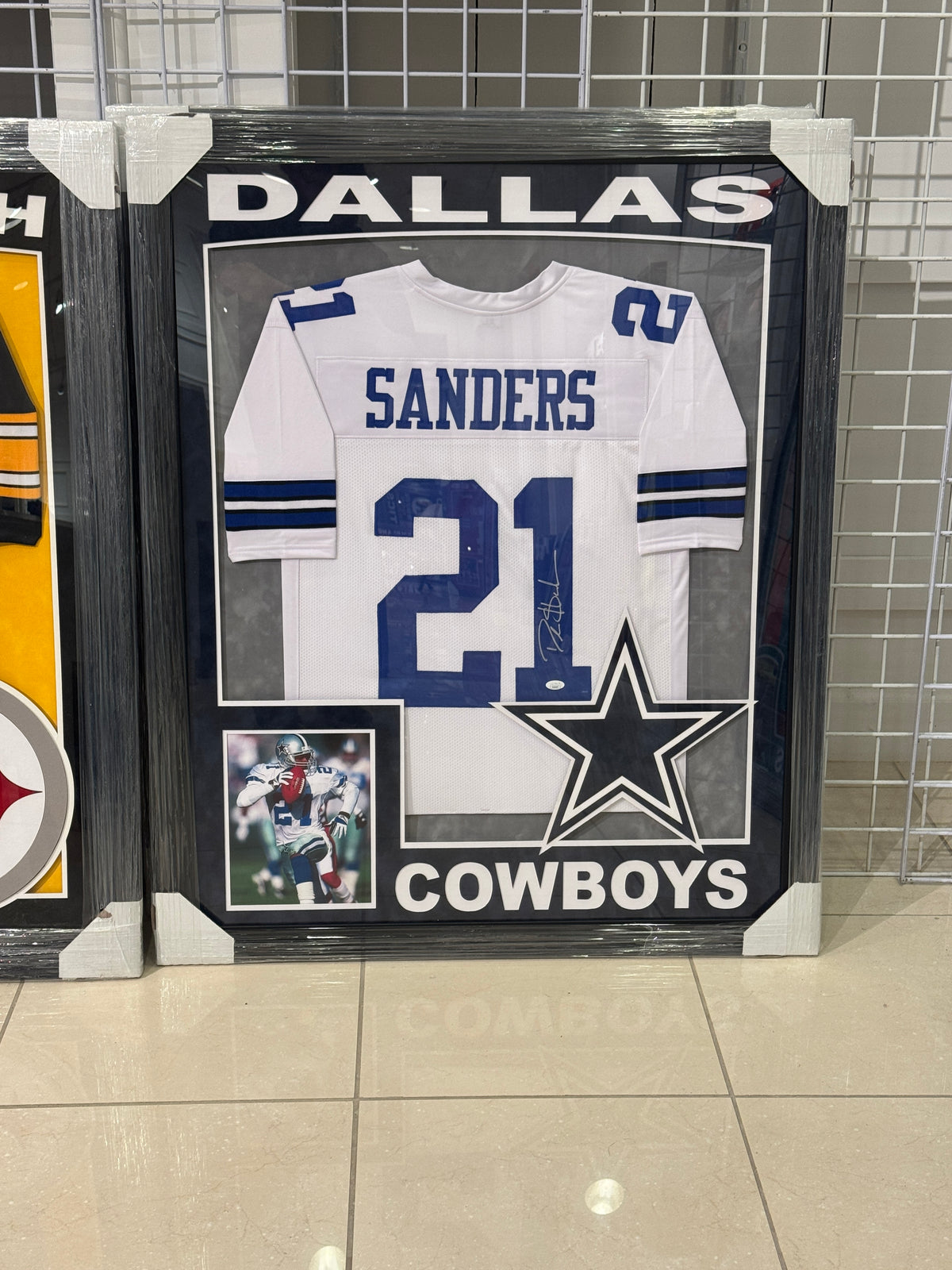 Dallas Cowboys Dion Sanders Hand Signed Autographed Jersey Custom Framed JSA COA