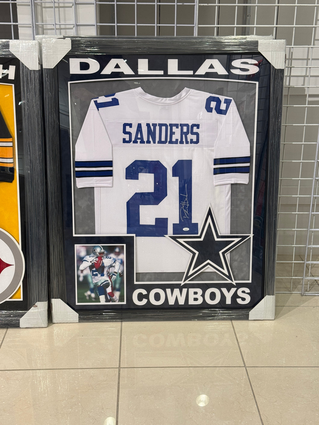 Dallas Cowboys Dion Sanders Hand Signed Autographed Jersey Custom Framed JSA COA