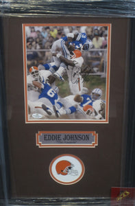 Cleveland Browns Eddie Johnson SIGNED Framed Matted 8x10 Photo With COA