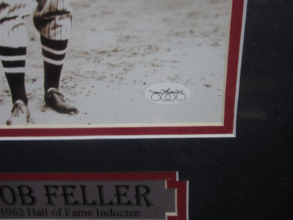 Cleveland Indians Bob Feller Signed 8x10 Photo with HOF 62 Inscription Framed & Matted with JSA COA