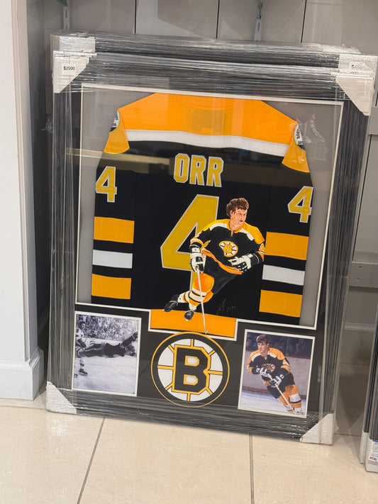 Boston Bruins Bobby Orr Hand Signed Autographed Jersey Custom Framed