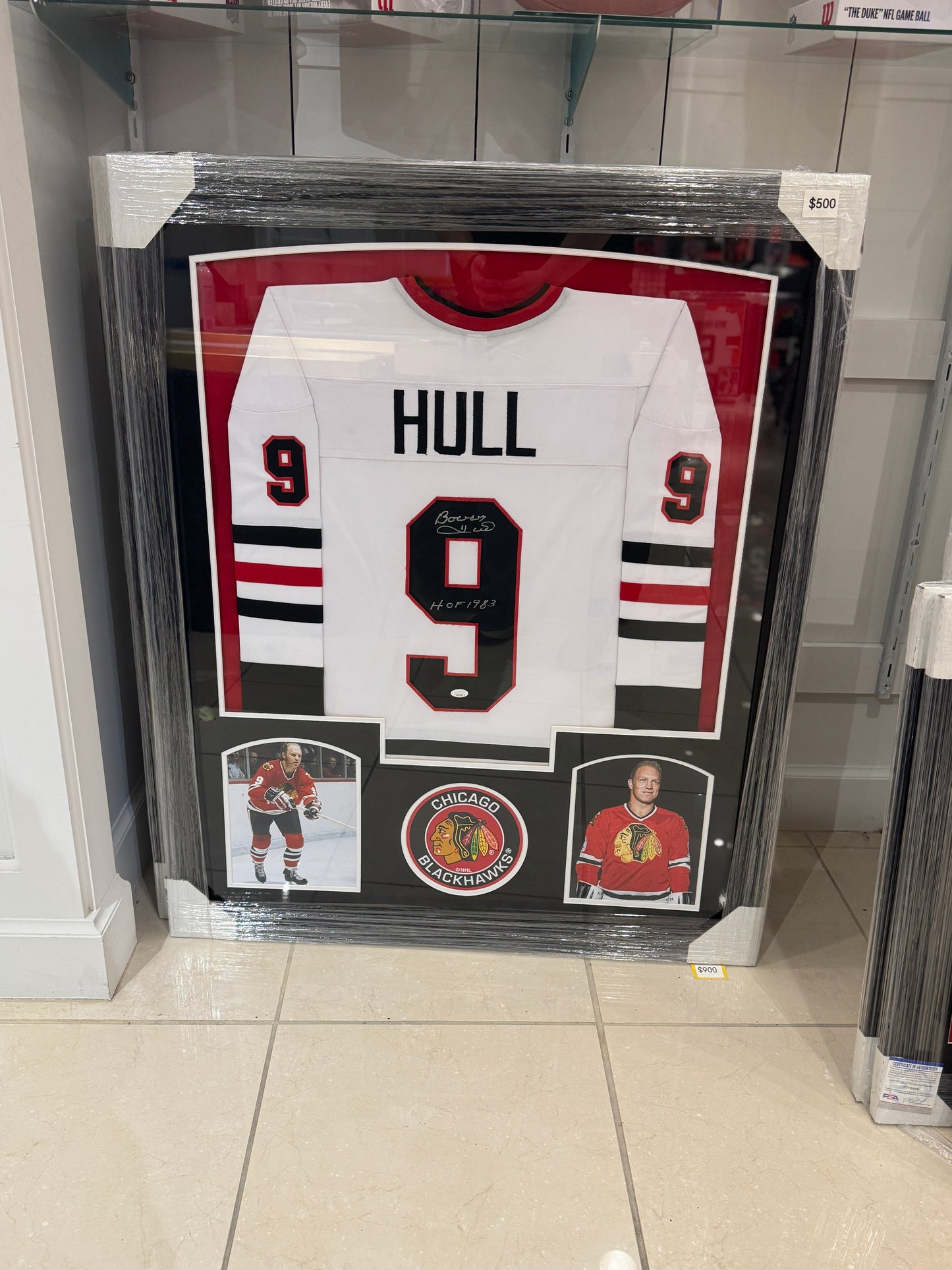Chicago Blackhawks Bobby Hull Hand Signed Autographed Jersey Custom Framed JSA COA