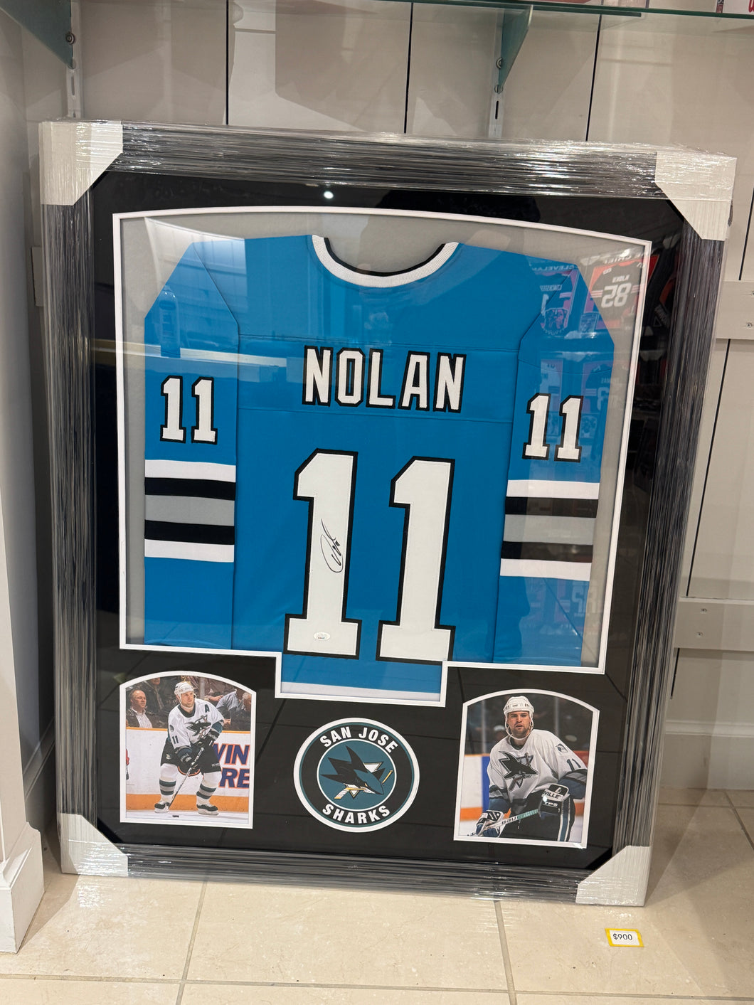 San Jose Sharks Owen Nolan Hand Signed Autographed Jersey Custom Framed JSA COA