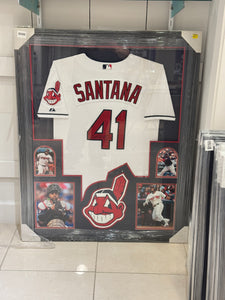 Cleveland Indians Carlos Santana Hand Signed Autographed Jersey Custom Framed COA