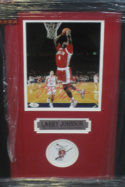 UNLV Rebels Larry Johnson Signed 8x10 Photo Framed & Matted with COA