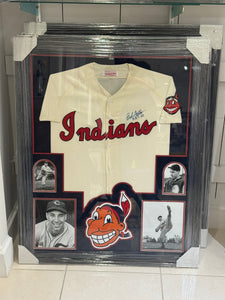 Cleveland Indians Bob Feller Hand Signed Autographed Jersey Custom Framed COA