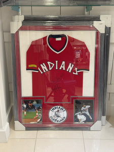 Cleveland Indians Carlos Baerga and Ormar Vizquel Hand Signed Autographed Jersey Custom Framed COA