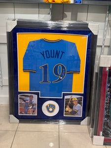 Milwaukee Brewers Robin Yount Hand Signed Autographed Jersey Custom Framed COA