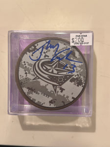 Columbus Blue Jackets Johnny Gaudreau Hand Signed Autographed Puck COA