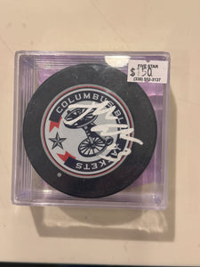 Columbus Blue Jackets Johnny Gaudreau Hand Signed Autographed Puck COA