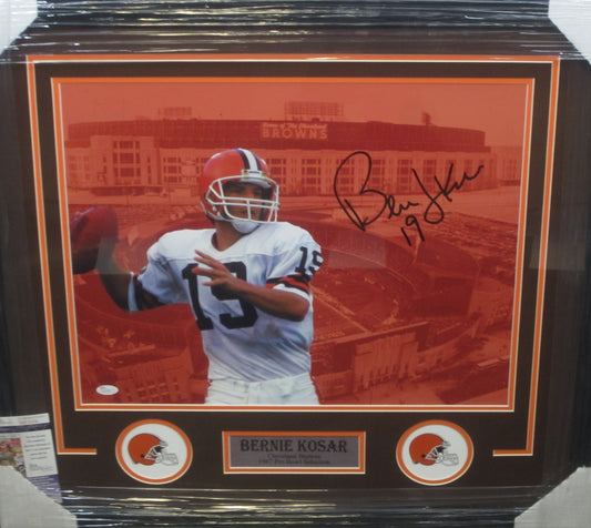 Cleveland Browns Bernie Kosar Hand Signed Autographed 16x20 Photo Framed & Matted with JSA COA